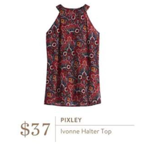 Pixley (S) Ivonne Halter Top - Stitch Fix Open Back Sleeveless Floral Blouse - Picture 6 of 12